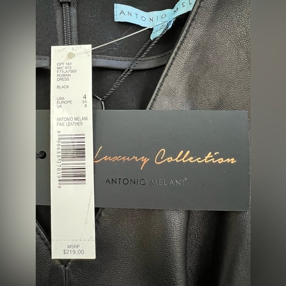 NWT - Antonio Melani Black Rowan Leather Dress - Size 4 - Picture 10 of 11